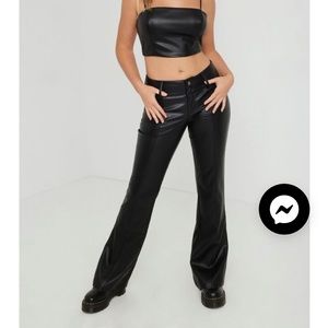Garage | Faux Leather Flare Low Rise Pant | XS